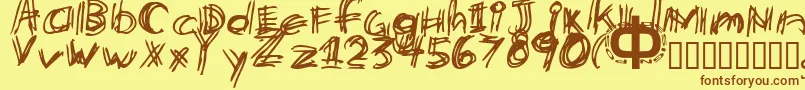Etchy Font – Brown Fonts on Yellow Background