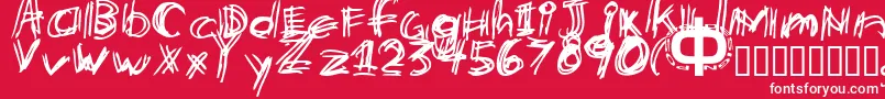Etchy Font – White Fonts on Red Background