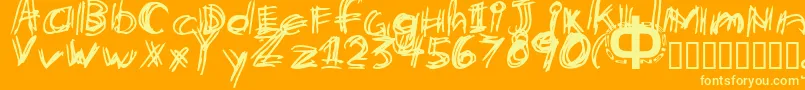Etchy Font – Yellow Fonts on Orange Background