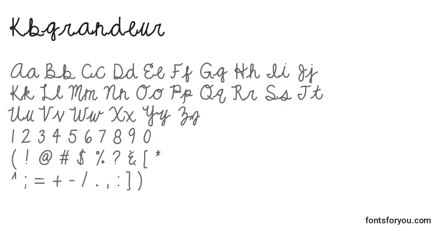 Czcionka Kbgrandeur – alfabet, cyfry, specjalne znaki