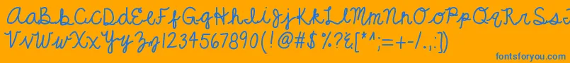 Kbgrandeur Font – Blue Fonts on Orange Background