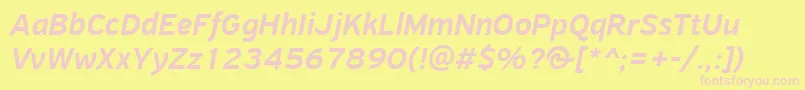 PfhighwaysansproMediumitalic-fontti – vaaleanpunaiset fontit keltaisella taustalla