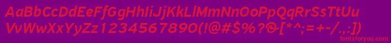 フォントPfhighwaysansproMediumitalic – 紫の背景に赤い文字