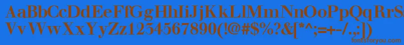 フォントWalbaumsskBold – 茶色の文字が青い背景にあります。