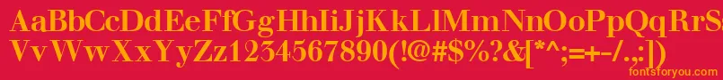 フォントWalbaumsskBold – 赤い背景にオレンジの文字