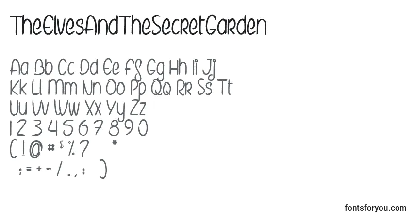 Шрифт TheElvesAndTheSecretGarden – алфавит, цифры, специальные символы