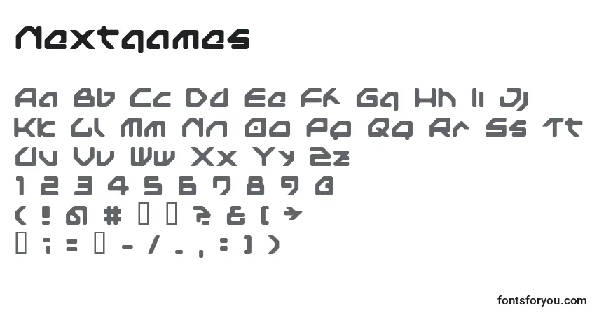 Schriftart Nextgames – Alphabet, Zahlen, spezielle Symbole