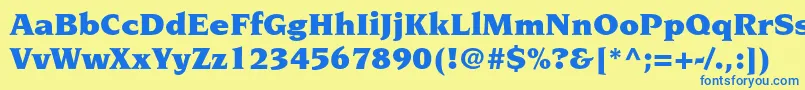 Czcionka NovaresestdUltra – niebieskie czcionki na żółtym tle