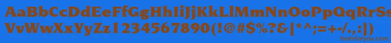 フォントNovaresestdUltra – 茶色の文字が青い背景にあります。