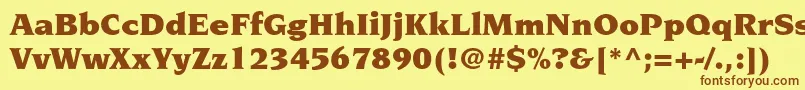 フォントNovaresestdUltra – 茶色の文字が黄色の背景にあります。