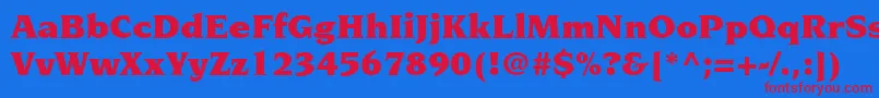 NovaresestdUltra Font – Red Fonts on Blue Background