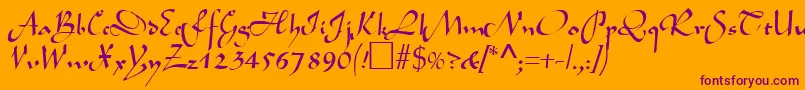 LegendRegular-Schriftart – Violette Schriften auf orangefarbenem Hintergrund
