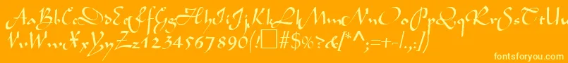 LegendRegular-Schriftart – Gelbe Schriften auf orangefarbenem Hintergrund