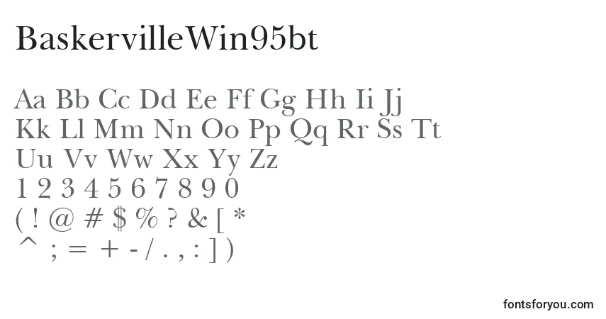 A fonte BaskervilleWin95bt – alfabeto, números, caracteres especiais
