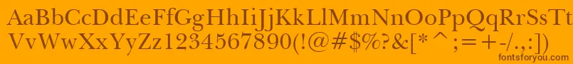 BaskervilleWin95bt-Schriftart – Braune Schriften auf orangefarbenem Hintergrund