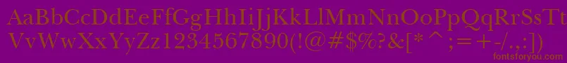 BaskervilleWin95bt-Schriftart – Braune Schriften auf violettem Hintergrund