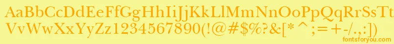 フォントBaskervilleWin95bt – オレンジの文字が黄色の背景にあります。