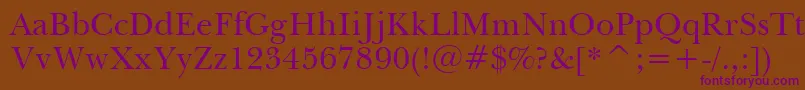 BaskervilleWin95bt Font – Purple Fonts on Brown Background