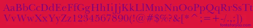 BaskervilleWin95bt Font – Purple Fonts on Red Background