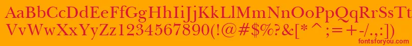 フォントBaskervilleWin95bt – オレンジの背景に赤い文字