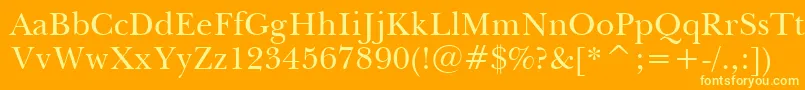 BaskervilleWin95bt-Schriftart – Gelbe Schriften auf orangefarbenem Hintergrund