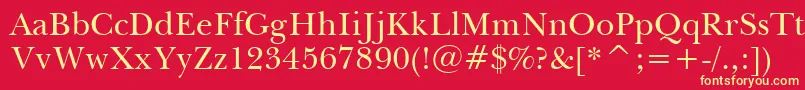 BaskervilleWin95bt Font – Yellow Fonts on Red Background