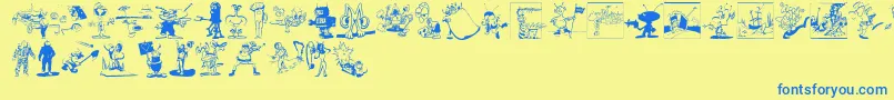 Weitere Informationen zur Spacestationhokuspokus-Schriftart Spacestationhokuspokus-Schriftart – Blaue Schriften auf gelbem Hintergrund