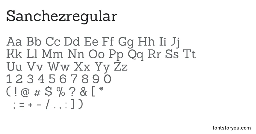 Sanchezregular-fontti – aakkoset, numerot, erikoismerkit