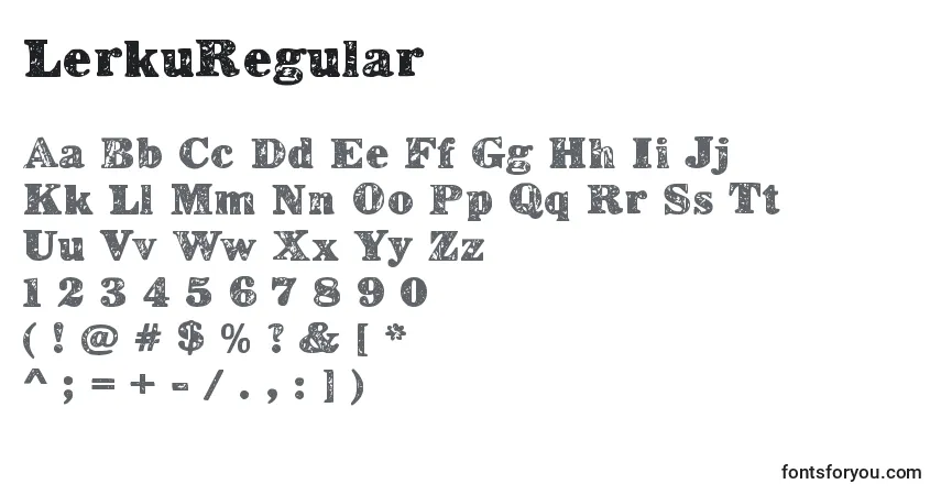 A fonte LerkuRegular – alfabeto, números, caracteres especiais
