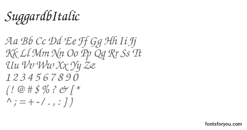 SuggardbItalicフォント–アルファベット、数字、特殊文字