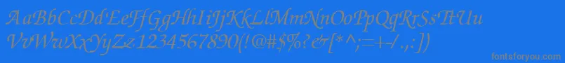 SuggardbItalic-fontti – harmaat kirjasimet sinisellä taustalla