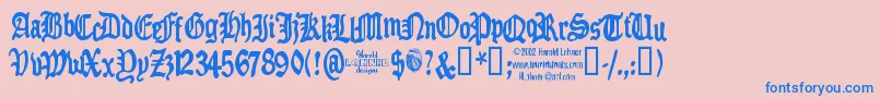 Benighted Font – Blue Fonts on Pink Background