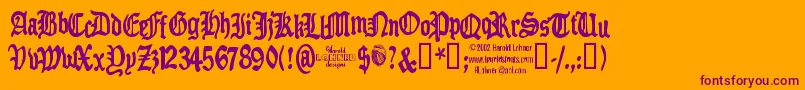 Benighted Font – Purple Fonts on Orange Background