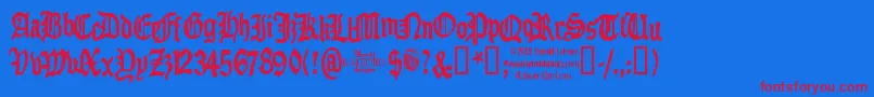 Benighted Font – Red Fonts on Blue Background