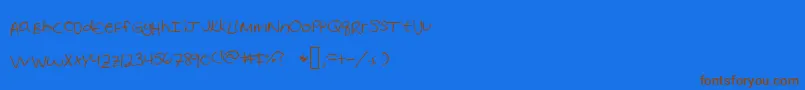 フォントLettersFromHome – 茶色の文字が青い背景にあります。