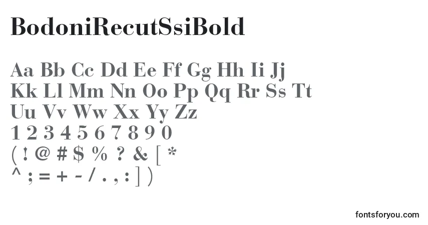 A fonte BodoniRecutSsiBold – alfabeto, números, caracteres especiais