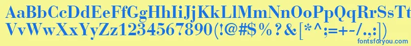 フォントBodoniRecutSsiBold – 青い文字が黄色の背景にあります。