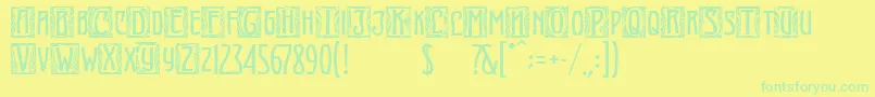 ArtNouveauInitial-Schriftart – Grüne Schriften auf gelbem Hintergrund