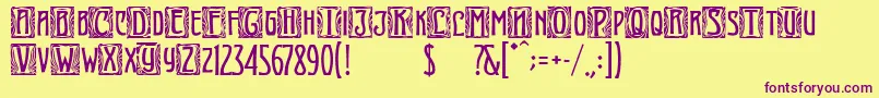ArtNouveauInitial Font – Purple Fonts on Yellow Background