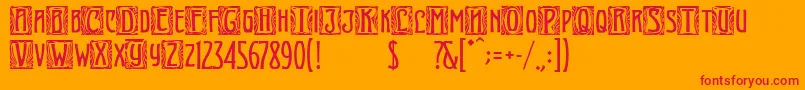 ArtNouveauInitial Font – Red Fonts on Orange Background