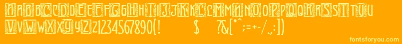ArtNouveauInitial Font – Yellow Fonts on Orange Background
