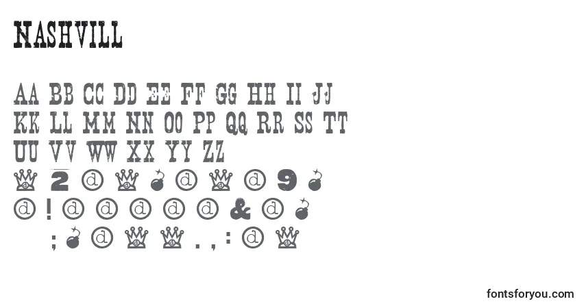 Schriftart Nashvill – Alphabet, Zahlen, spezielle Symbole