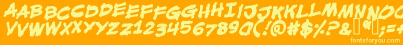 MouthbrebbB-Schriftart – Gelbe Schriften auf orangefarbenem Hintergrund