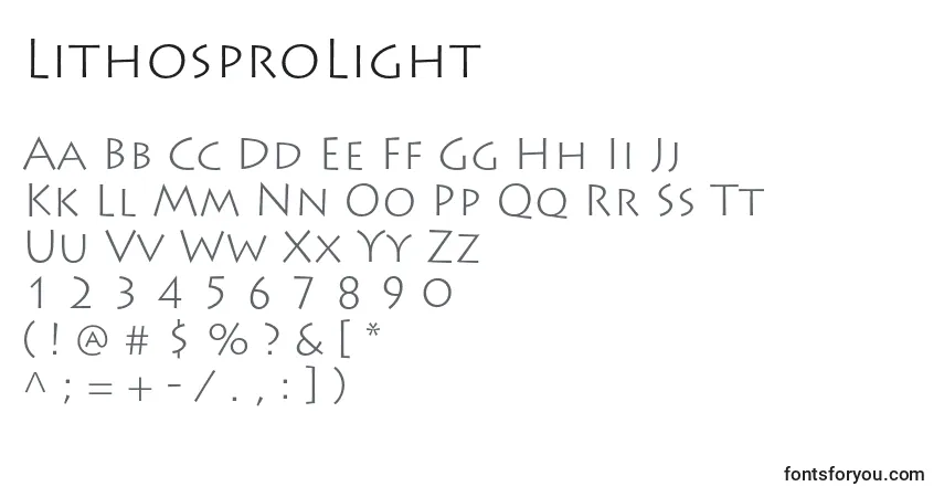 LithosproLight Font – alphabet, numbers, special characters
