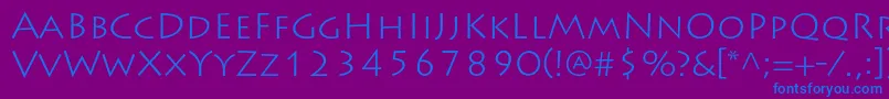 LithosproLight-Schriftart – Blaue Schriften auf violettem Hintergrund