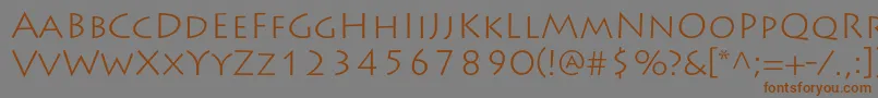 フォントLithosproLight – 茶色の文字が灰色の背景にあります。