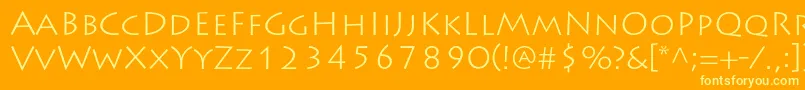 LithosproLight-Schriftart – Gelbe Schriften auf orangefarbenem Hintergrund