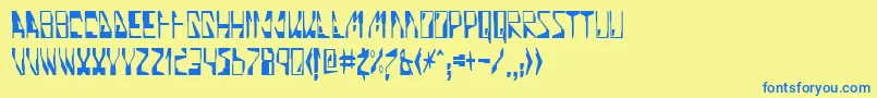 フォントQuinoline – 青い文字が黄色の背景にあります。