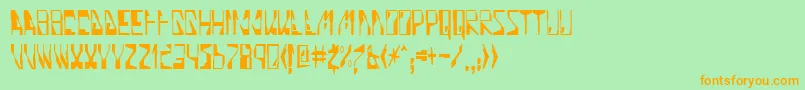 フォントQuinoline – オレンジの文字が緑の背景にあります。