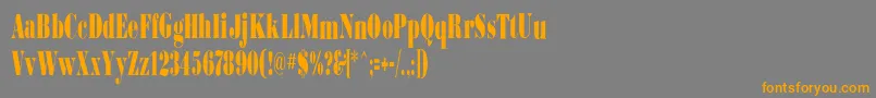 Bodoniultraflfcond-Schriftart – Orangefarbene Schriften auf grauem Hintergrund